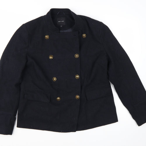 New Look Women's Black Military Jacket Size 14 Wool Blend
