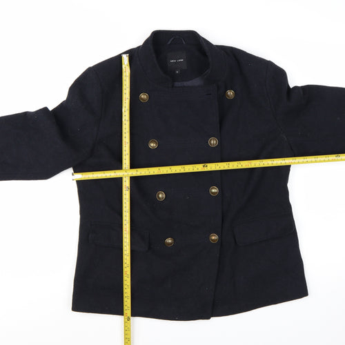 New Look Women's Black Military Jacket Size 14 Wool Blend