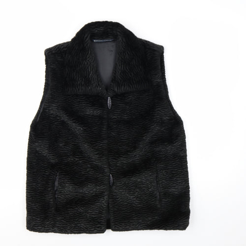 Maggie Carol Women’s Black Faux Fur Waistcoat Size S Lined Button