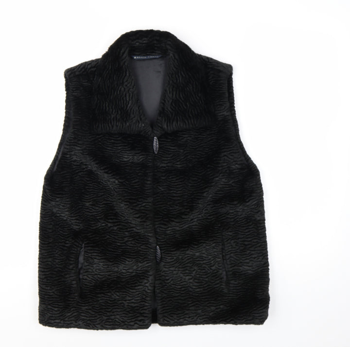 Maggie Carol Women’s Black Faux Fur Waistcoat Size S Lined Button