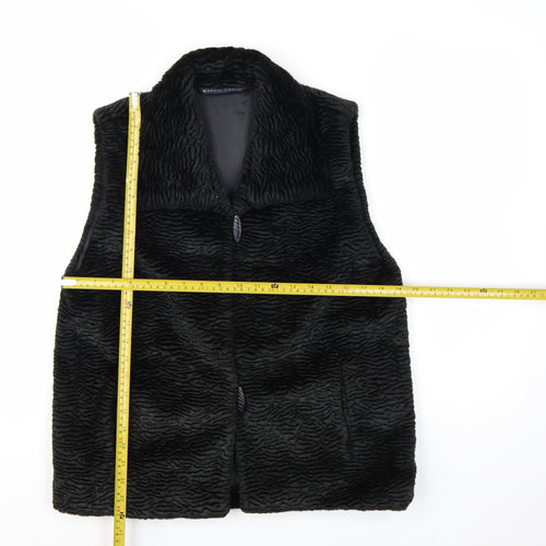 Maggie Carol Women’s Black Faux Fur Waistcoat Size S Lined Button