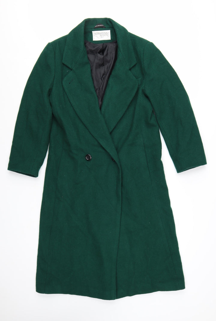 International Scene Women's Green Wool Overcoat Size 4 Long Classic