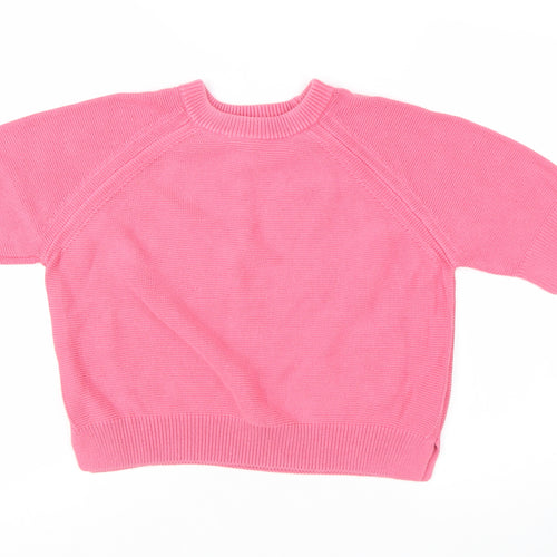 French Connection Women's Pink Cotton Short Sleeve Jumper L