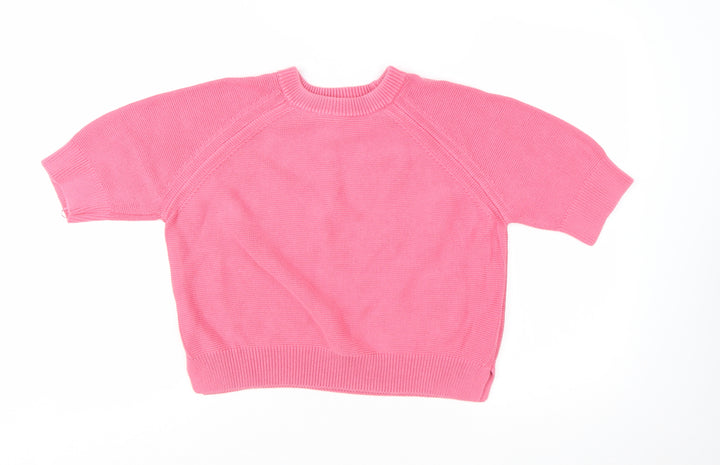French Connection Women's Pink Cotton Short Sleeve Jumper L
