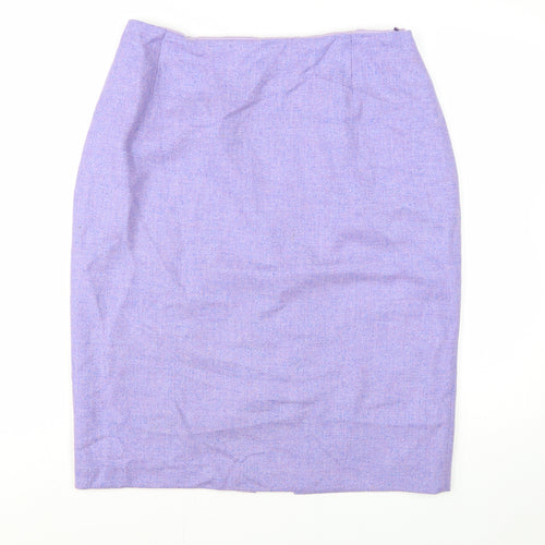 Paddy Campbell Women Purple Wool Tweed Pencil Skirt Size 16