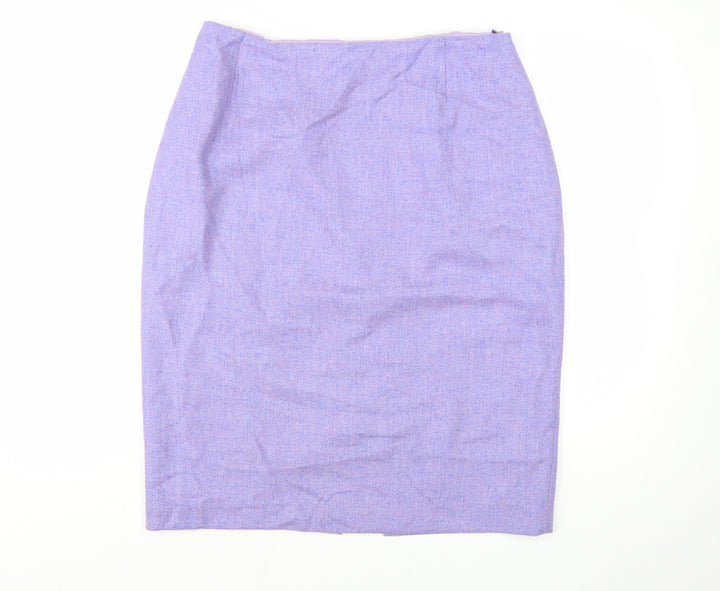 Paddy Campbell Women Purple Wool Tweed Pencil Skirt Size 16