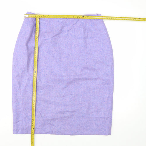 Paddy Campbell Women Purple Wool Tweed Pencil Skirt Size 16