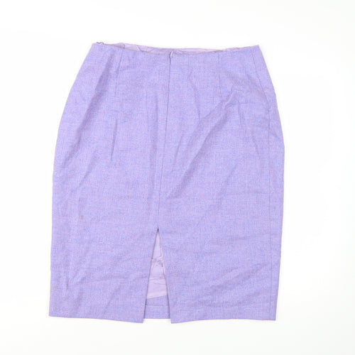 Paddy Campbell Women Purple Wool Tweed Pencil Skirt Size 16
