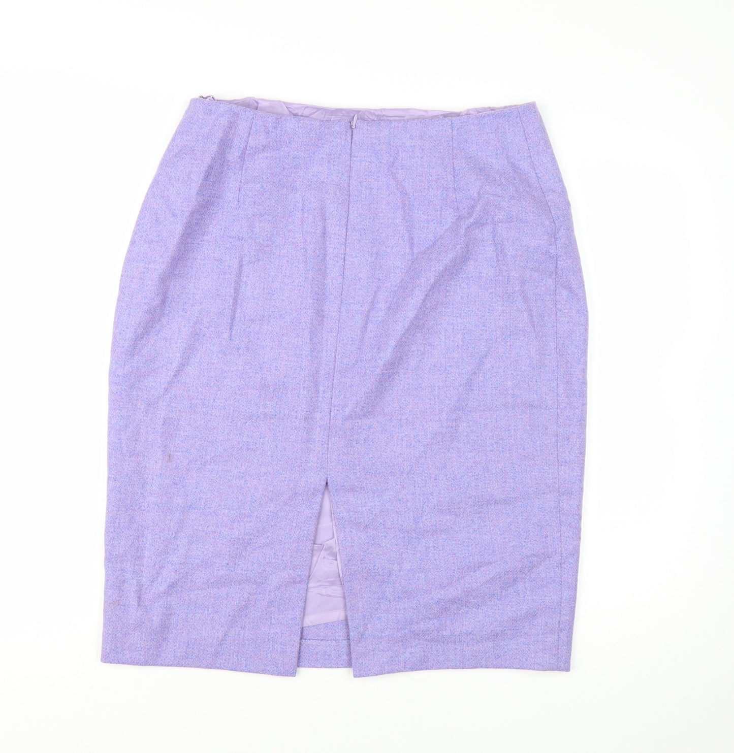 Paddy Campbell Women Purple Wool Tweed Pencil Skirt Size 16