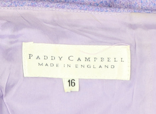 Paddy Campbell Women Purple Wool Tweed Pencil Skirt Size 16