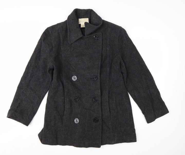 Worthington Women's Black Wool Pea Coat Size 12 Double-Breasted