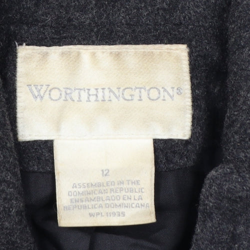 Worthington Women's Black Wool Pea Coat Size 12 Double-Breasted