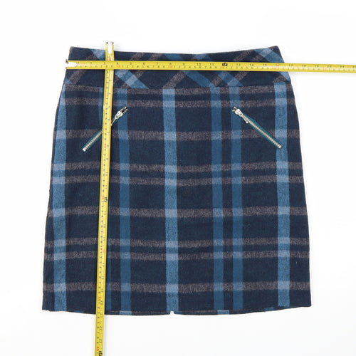 Esmara Womens Blue Plaid Wool Blend Knee Length Pencil Skirt Size 14
