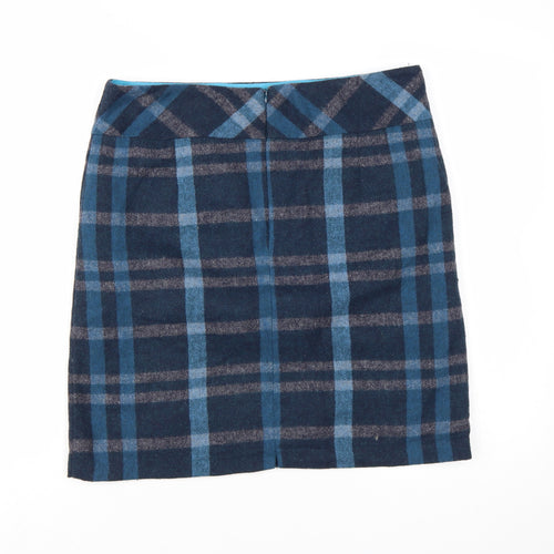 Esmara Womens Blue Plaid Wool Blend Knee Length Pencil Skirt Size 14