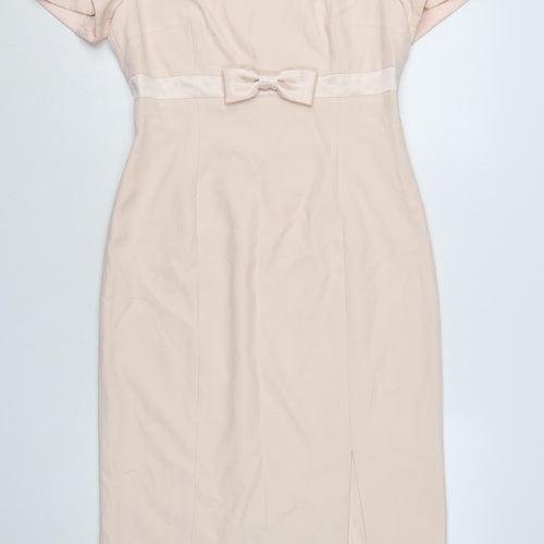 Kay Unger Women Beige Knee Length Sheath Dress Size 10