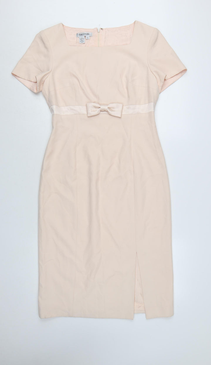 Kay Unger Women Beige Knee Length Sheath Dress Size 10