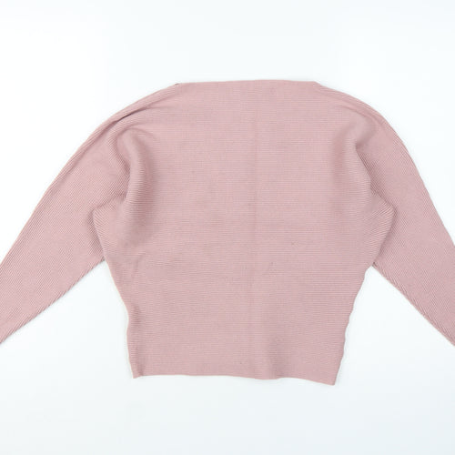 Apricot Women Pink Knit Boat Neck Long Sleeve Pullover Jumper Size 12