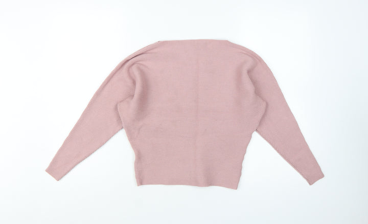 Apricot Women Pink Knit Boat Neck Long Sleeve Pullover Jumper Size 12