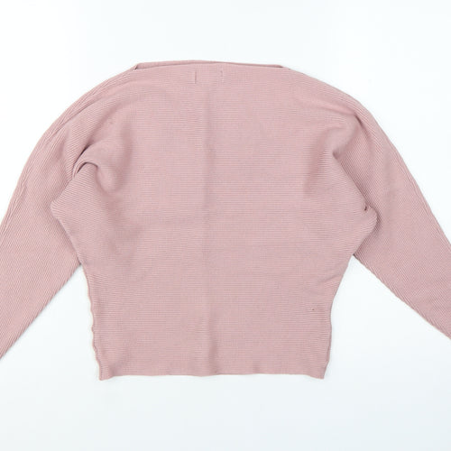 Apricot Women Pink Knit Boat Neck Long Sleeve Pullover Jumper Size 12