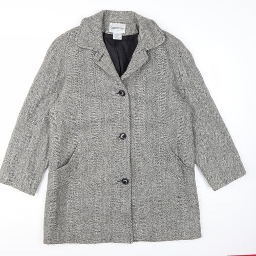 Cabin Creek Women's Grey Herringbone Wool Blend Overcoat Size 8