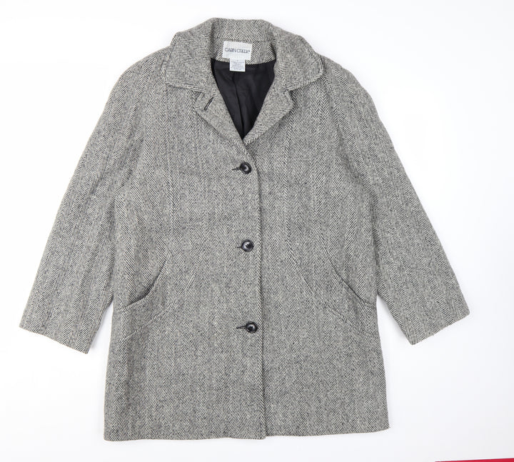 Cabin Creek Women's Grey Herringbone Wool Blend Overcoat Size 8