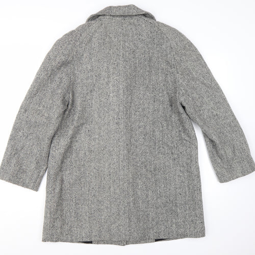 Cabin Creek Women's Grey Herringbone Wool Blend Overcoat Size 8