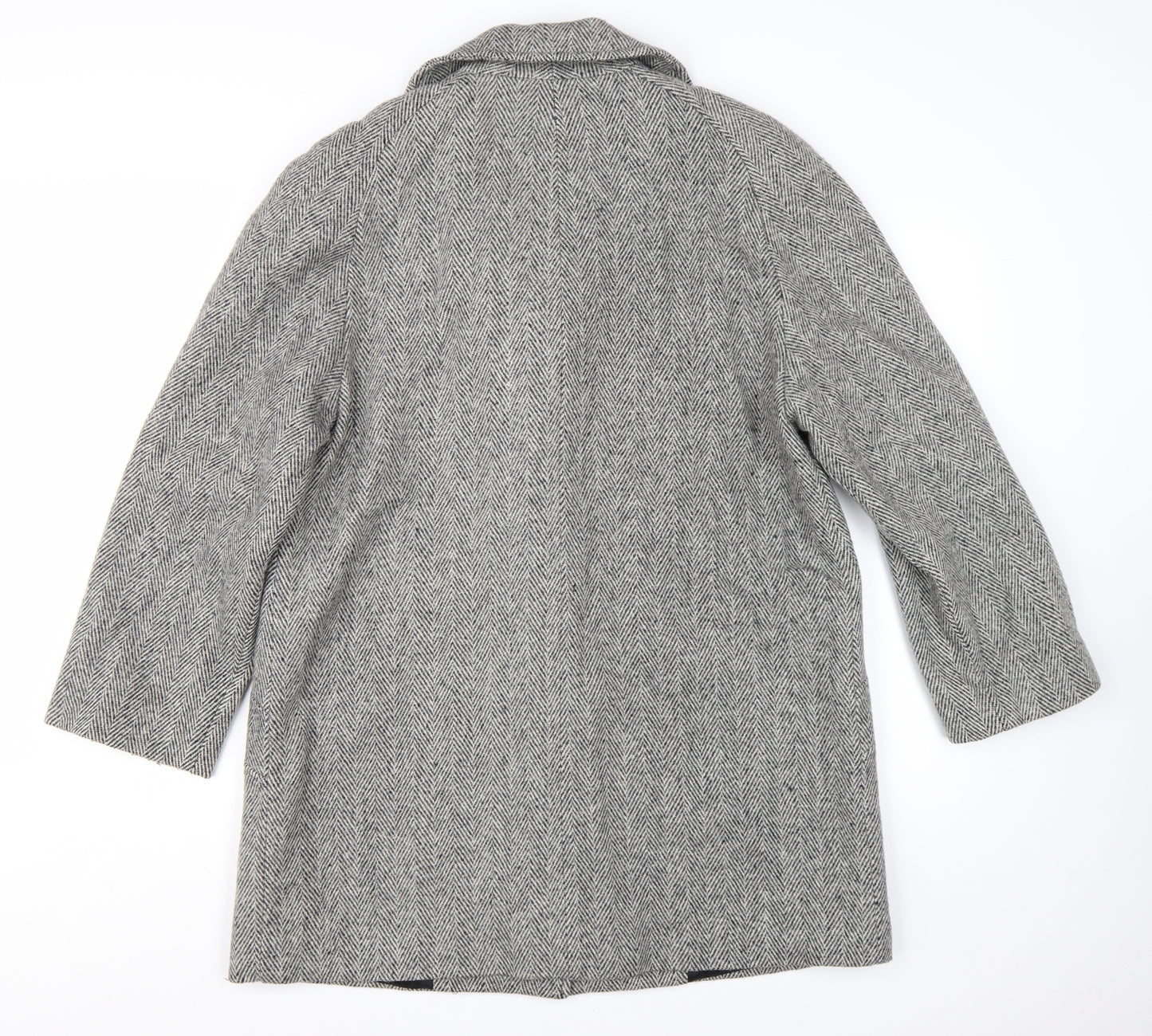 Cabin Creek Women's Grey Herringbone Wool Blend Overcoat Size 8