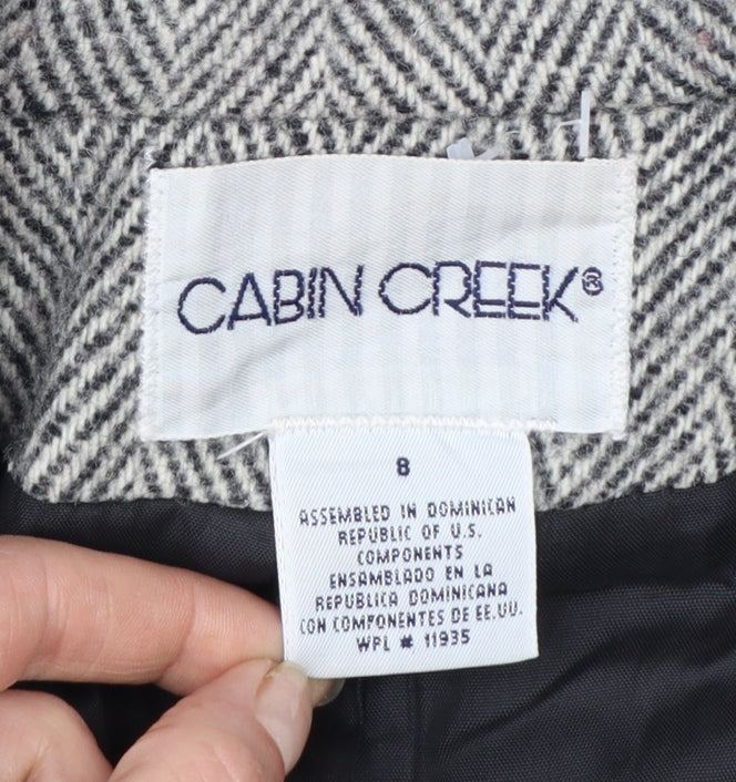 Cabin Creek Women's Grey Herringbone Wool Blend Overcoat Size 8