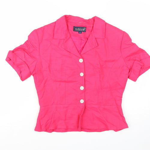 Harold's Pink Linen Women's Size 8 Short Sleeve Suit Top