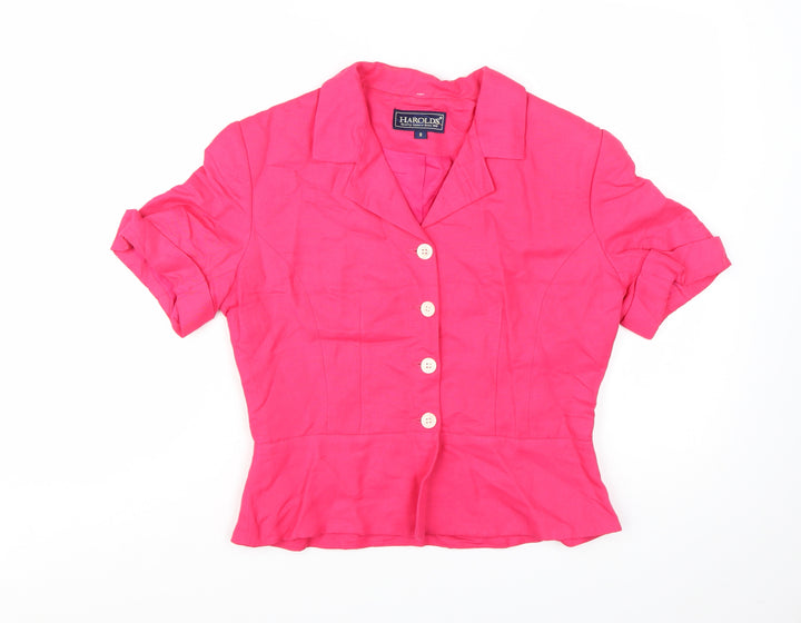 Harold's Pink Linen Women's Size 8 Short Sleeve Suit Top