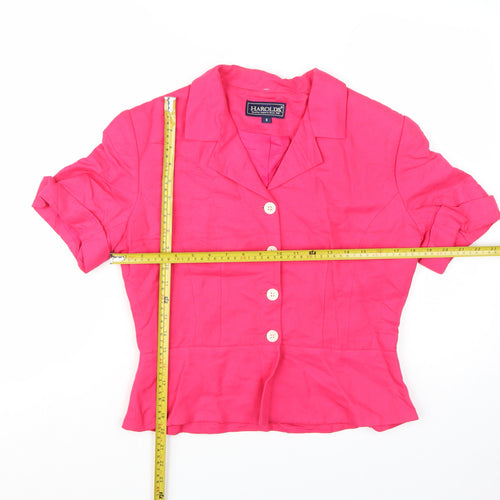 Harold's Pink Linen Women's Size 8 Short Sleeve Suit Top