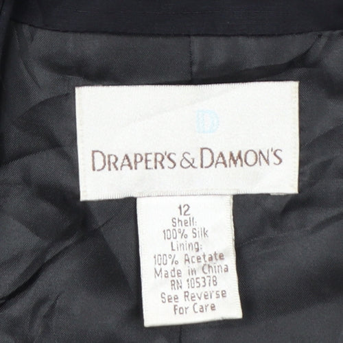 Draper's & Damon's Women's Black Floral Silk Beaded Tuxedo Jacket Size 12