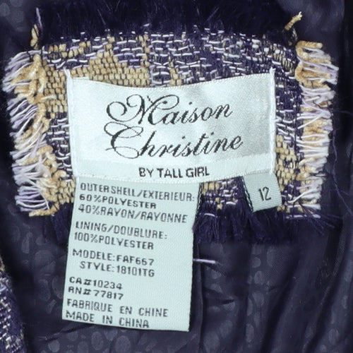 Maison Christine Women Beige Paisley Lined Blazer Size 12 Tall