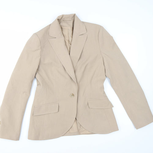 Bay Women Beige Classic Fit Single-Breasted Blazer Size 12