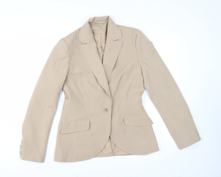 Bay Women Beige Classic Fit Single-Breasted Blazer Size 12