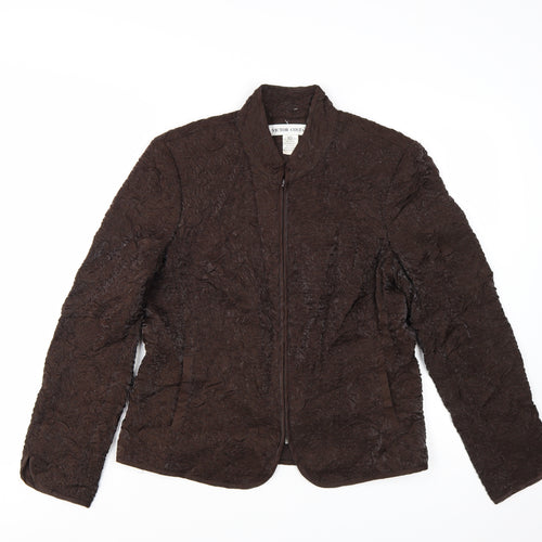 Victor Costa Women's Brown Quilted Textured Zip Jacket Size 10