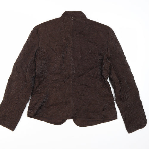 Victor Costa Women's Brown Quilted Textured Zip Jacket Size 10