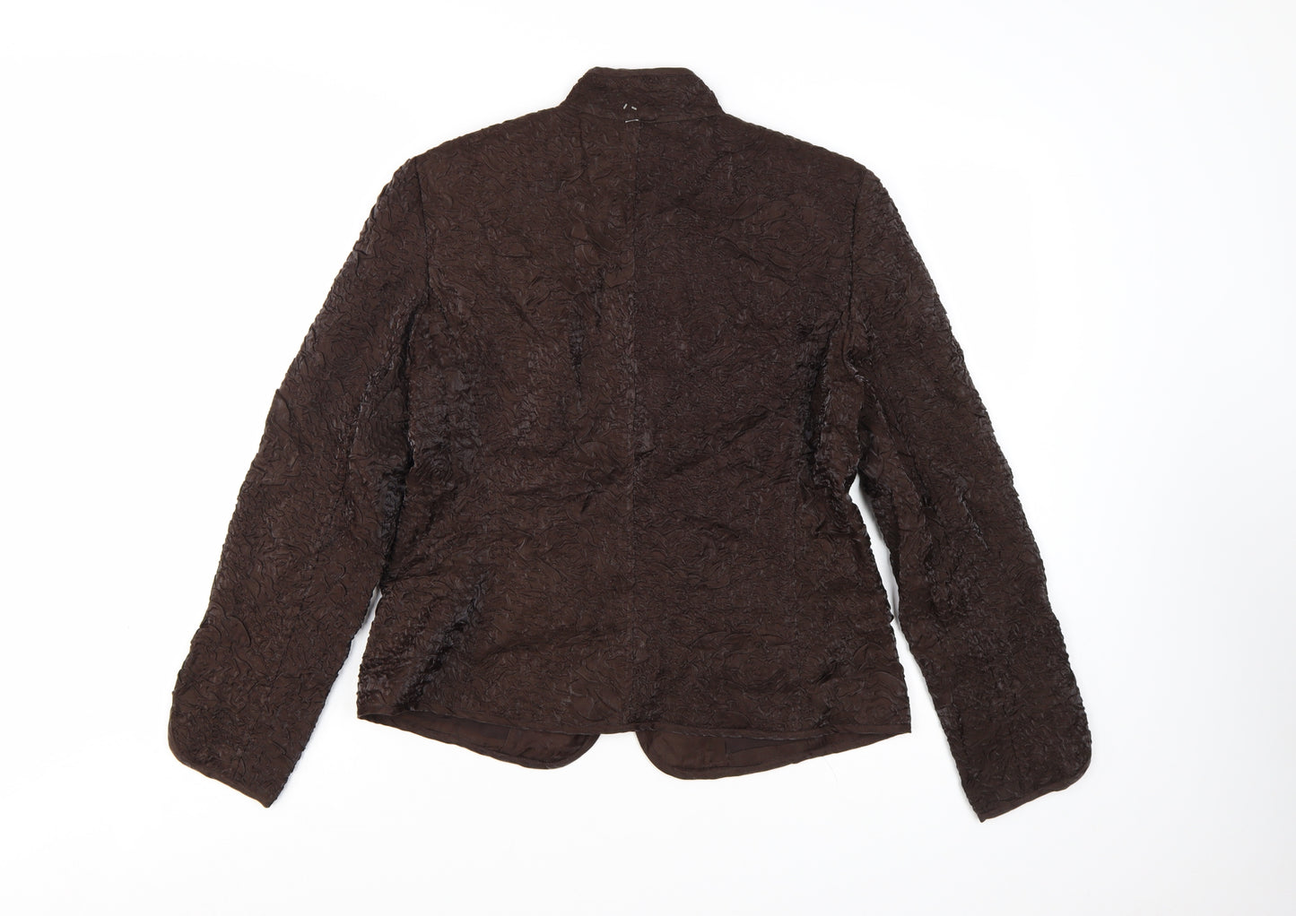 Victor Costa Women's Brown Quilted Textured Zip Jacket Size 10