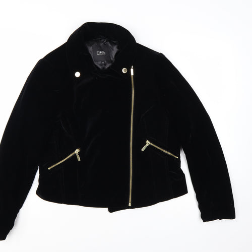 Star by Julien Macdonald Women's Black Velvet Biker Jacket Size 16
