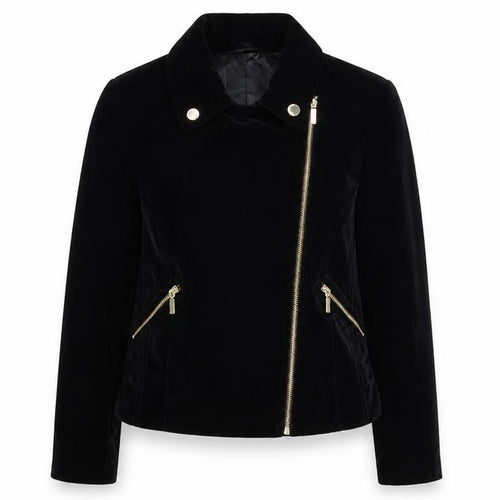 Star by Julien Macdonald Women's Black Velvet Biker Jacket Size 16