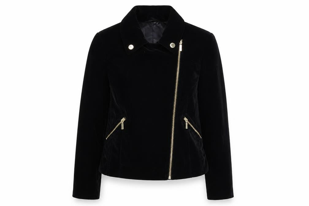Star by Julien Macdonald Women's Black Velvet Biker Jacket Size 16