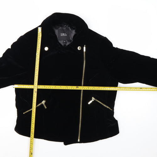 Star by Julien Macdonald Women's Black Velvet Biker Jacket Size 16