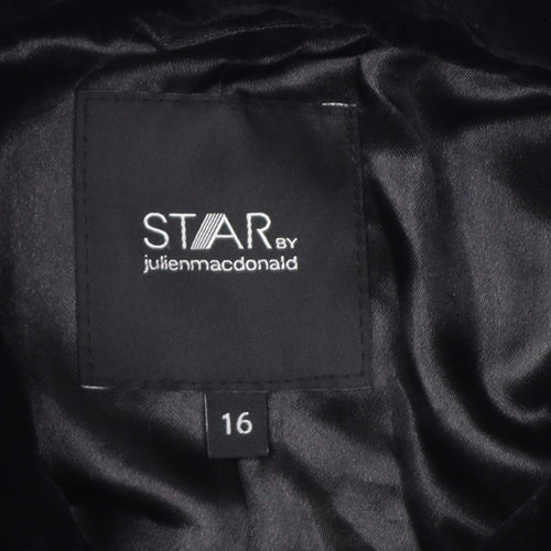 Star by Julien Macdonald Women's Black Velvet Biker Jacket Size 16