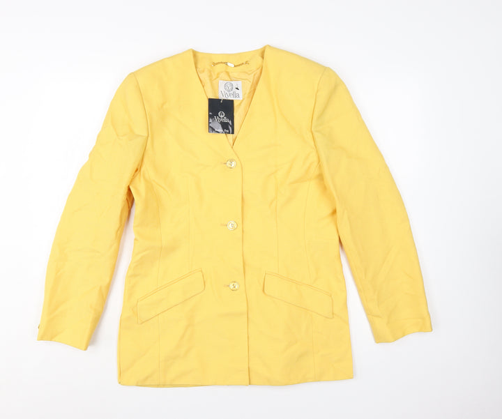 Viyella Womens Yellow Classic Fit Single-Breasted Blazer UK 10