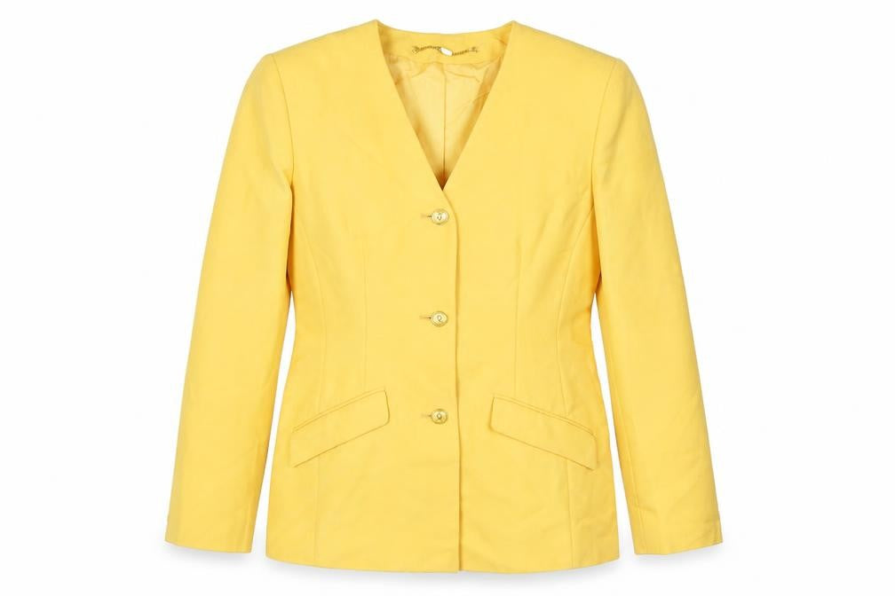 Front view of Viyella women’s yellow classic fit single-breasted blazer uk 10