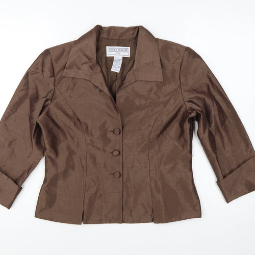 Jessica Howard Petite Brown 3/4 Sleeve Suit Jacket Size 10