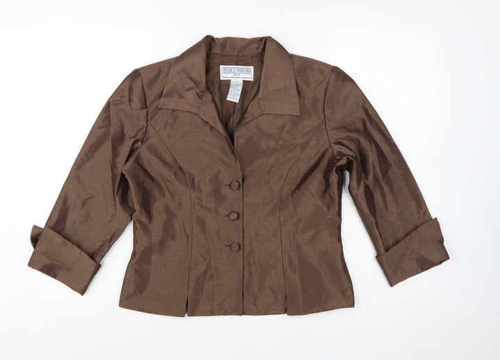 Jessica Howard Petite Brown 3/4 Sleeve Suit Jacket Size 10