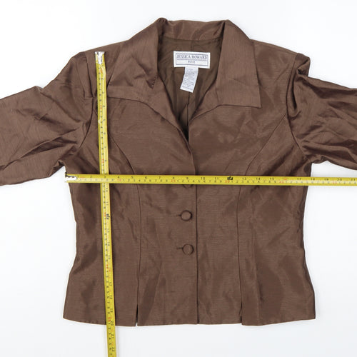 Jessica Howard Petite Brown 3/4 Sleeve Suit Jacket Size 10