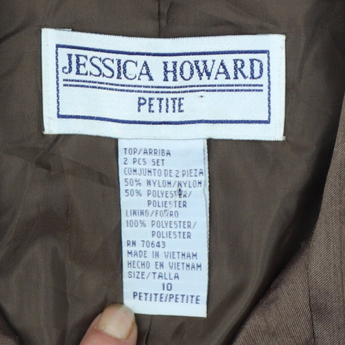Jessica Howard Petite Brown 3/4 Sleeve Suit Jacket Size 10