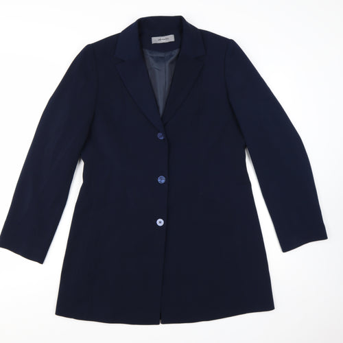 Amaranto Women Navy Blue Long Blazer Jacket Size 14 Tailored Fit